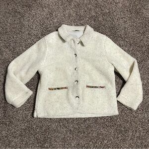 Orvis Cream Sherpa Jacket W/ Gray Flecks and Tapestry Lining